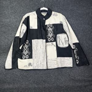 Vintage by Chicos - Embroidered Chinese Silk Lined Jacket Size 2 Large